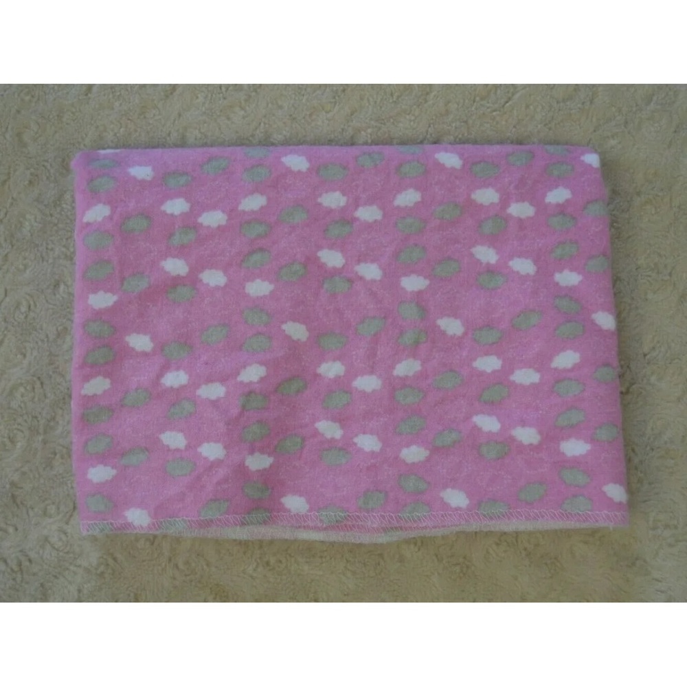 Cribmates Clouds Baby Receiving Blanket Pink Gray White Flannel Lovey